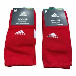 Adidas Over The Calf Metro Soccer Socks, Red, Size Medium, 2 Pairs, NEW
